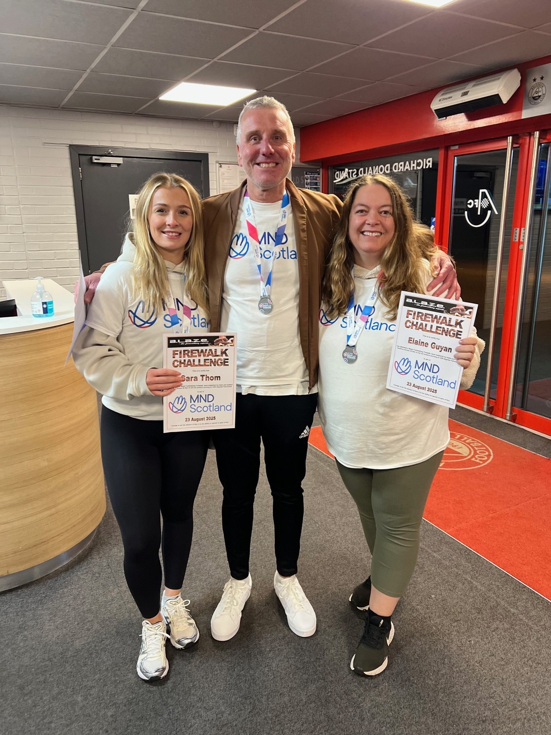 Fundraising for MND Scotland at Aberdeen Firewalk